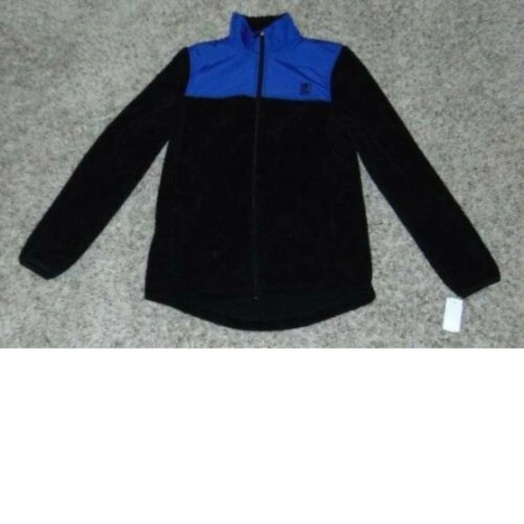 Womens Sherpa Fleece Jacket Fila Small Black Purple Zip Front Moisture Wicking - Picture 1 of 5